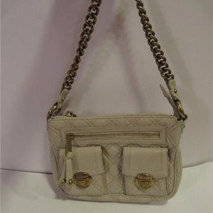 Marc Jacobs Quilted Cream Shoulder Bag with Gold Accents